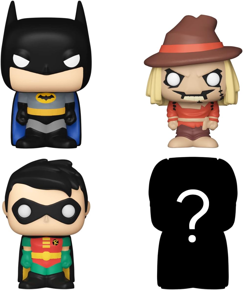 Funko Bitty Pop! DC Mini Collectible Toys 4-Pack - Batman, Robin, Scarecrow & Mystery Figure