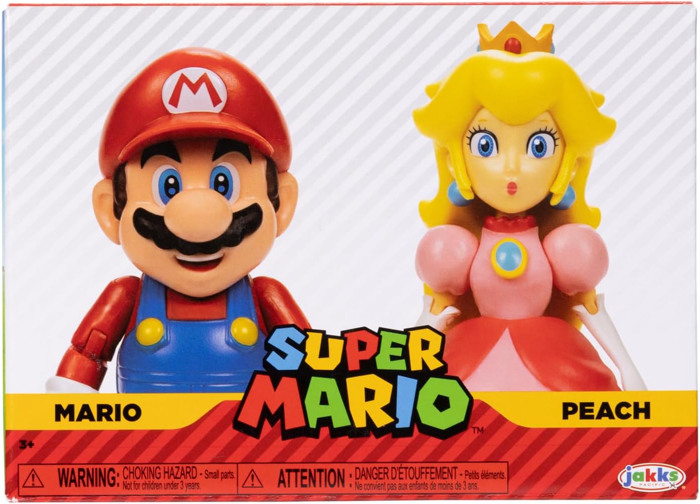 Super Mario Nintendo 4" Figure 2 Pack: Mario & Peach