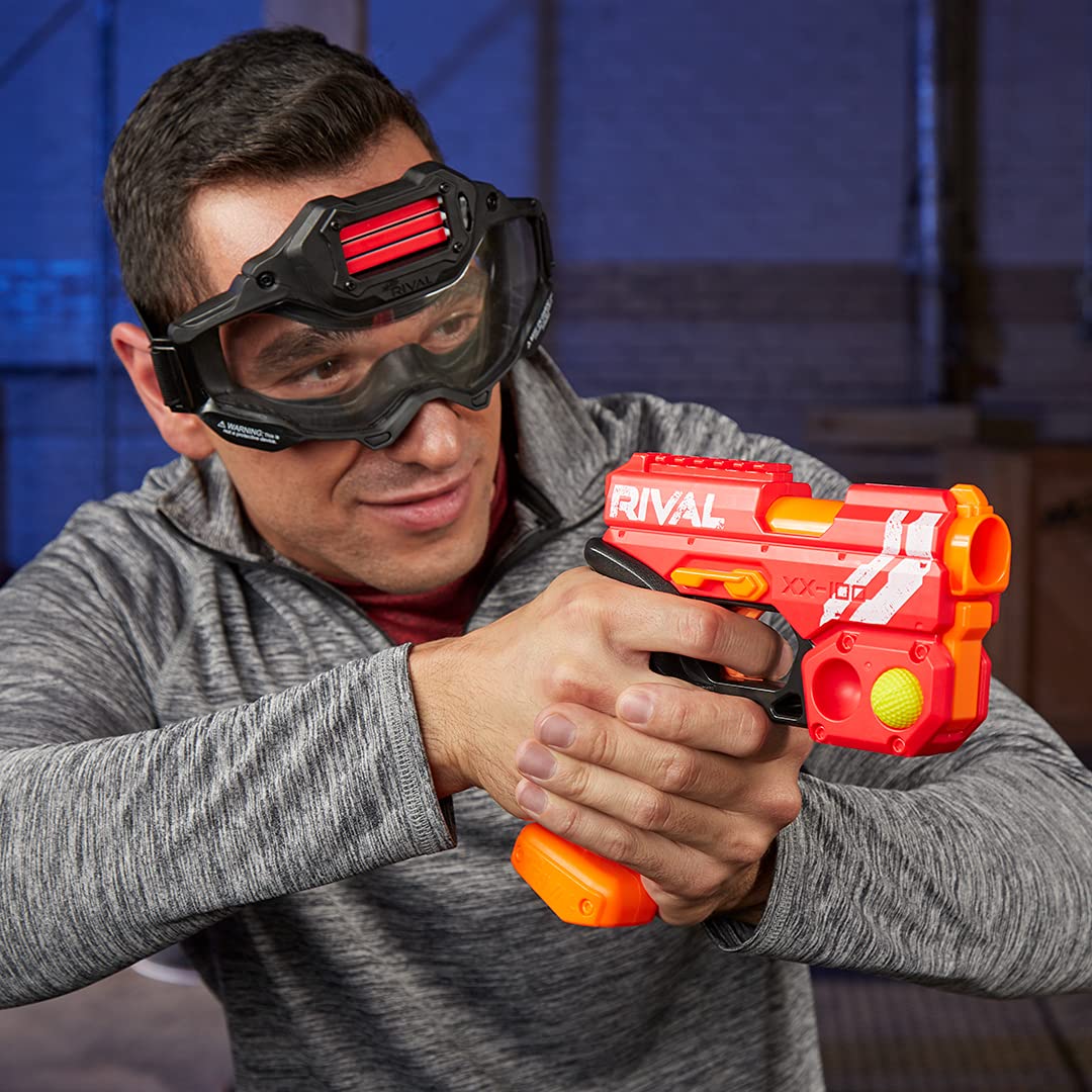 Nerf Plastic Rival Knockout XX-100 Blaster Round Storage, 90 FPS Velocity, Breech Load Includes 2 Official Rival Rounds Multicolor
