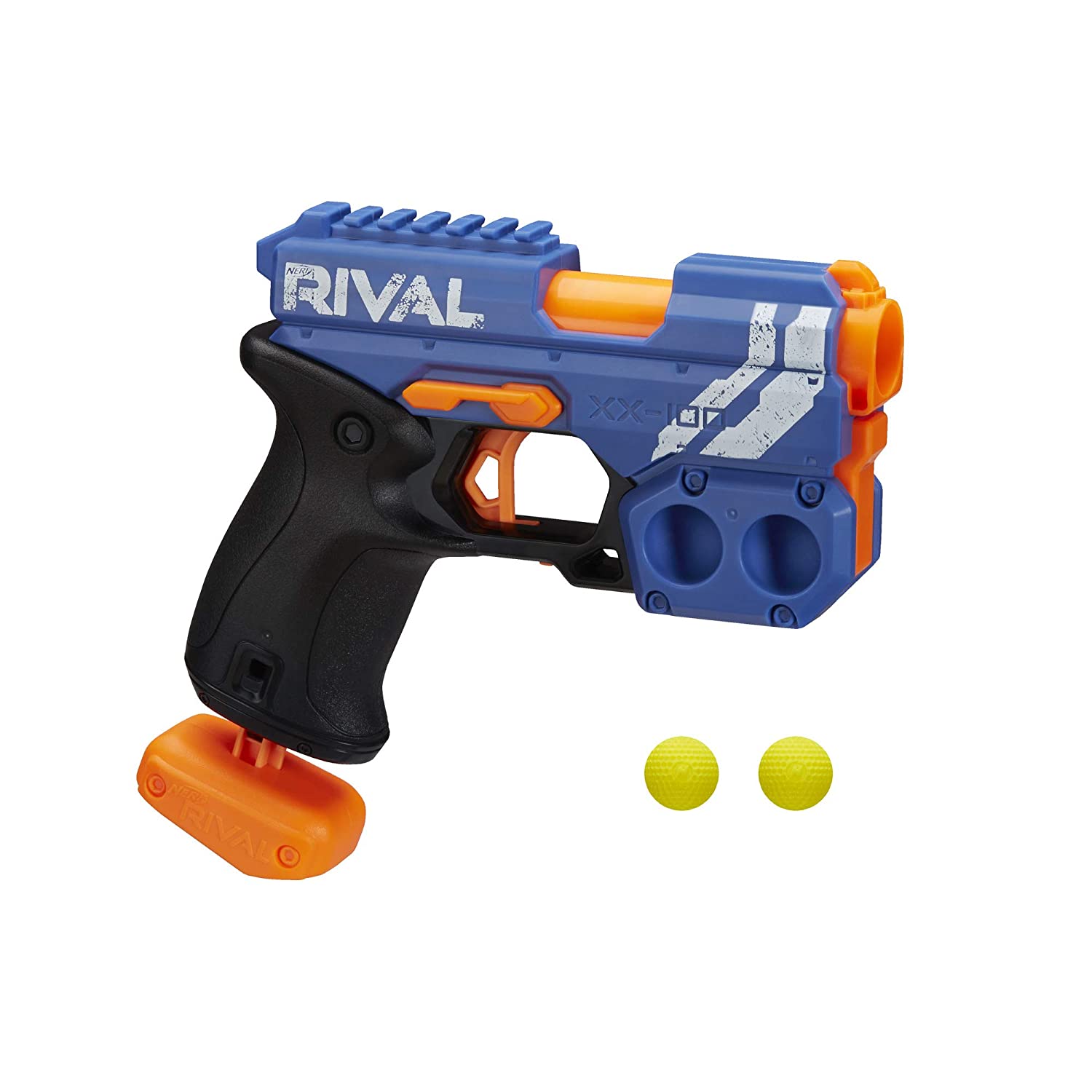 Nerf Rival Knockout XX-100 Blaster – Round Storage, 90 FPS Velocity, Breech-Load – Includes 2 Official Nerf Rival Rounds – Team Blue-Multicolour