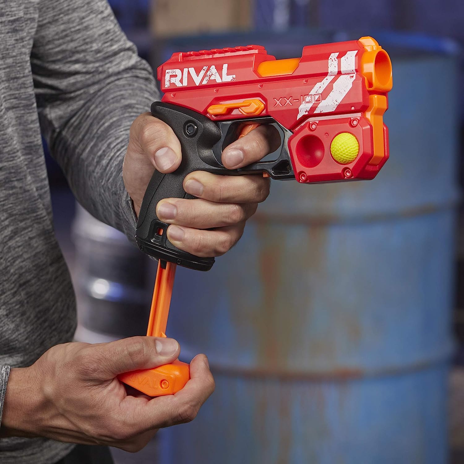 Nerf Plastic Rival Knockout XX-100 Blaster Round Storage, 90 FPS Velocity, Breech Load Includes 2 Official Rival Rounds Multicolor
