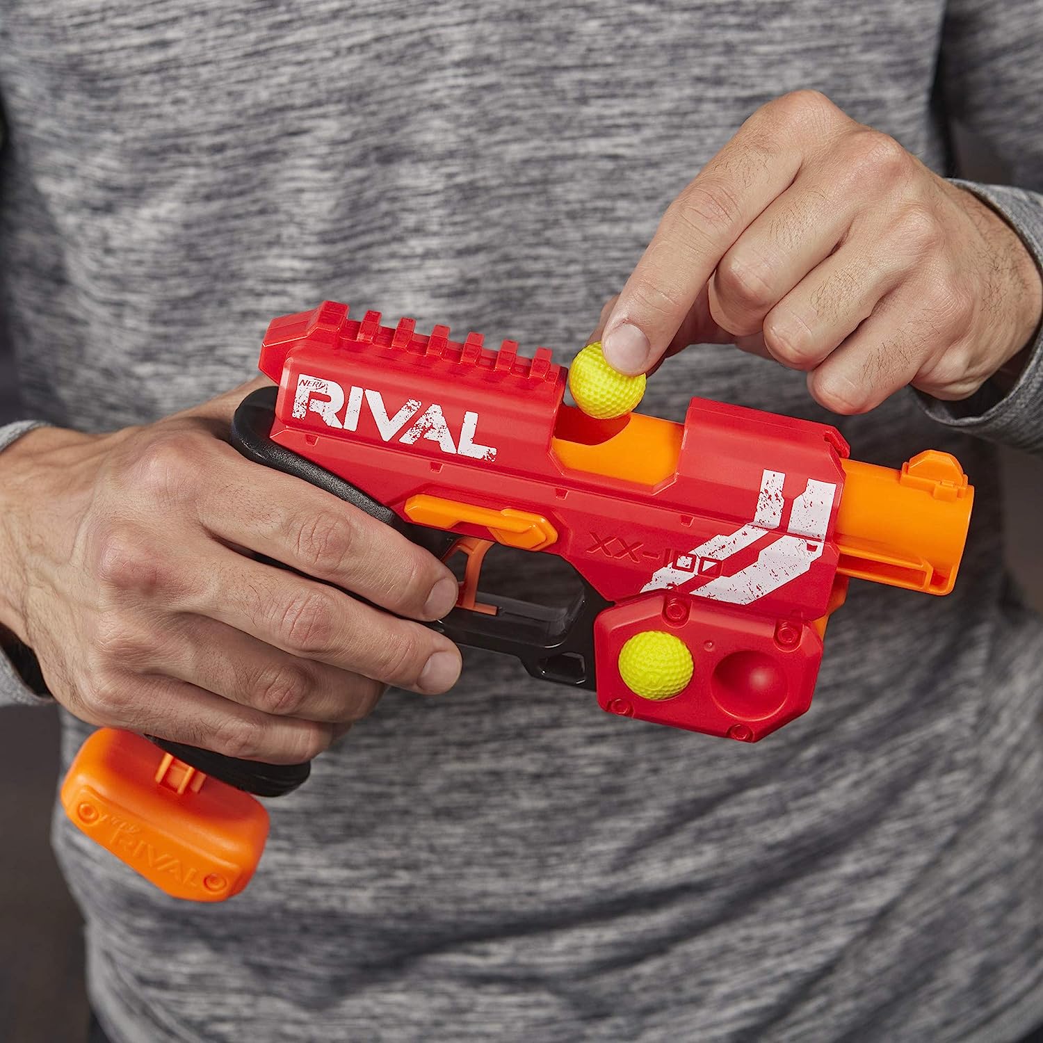 Nerf Plastic Rival Knockout XX-100 Blaster Round Storage, 90 FPS Velocity, Breech Load Includes 2 Official Rival Rounds Multicolor