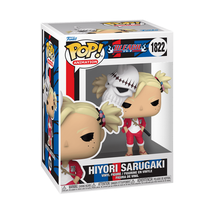 Funko Pop! boxed figure of Hiyori Sarugaki from Bleach, displayed inside collector packaging on a white background.