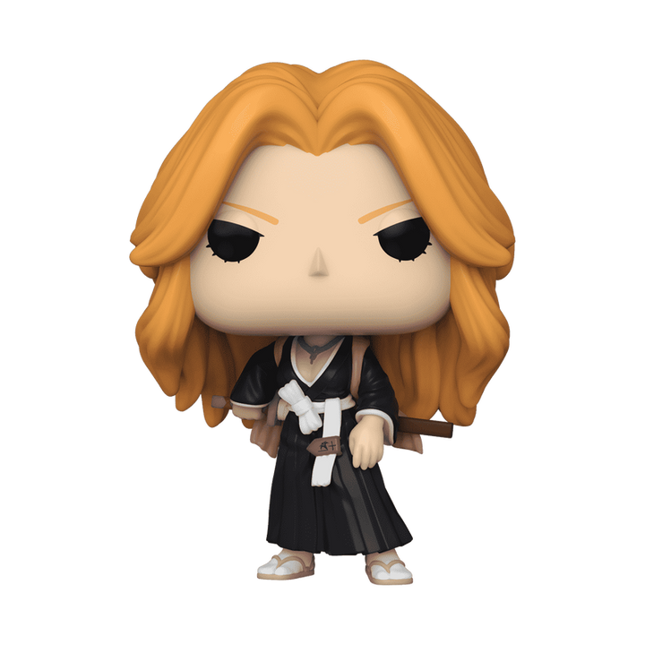 Funko Pop! vinyl figure of a character with orange hair and black outfit on a white background