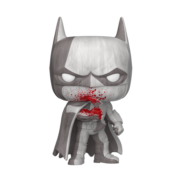 Batman figurine with a gray and white color scheme on a white background