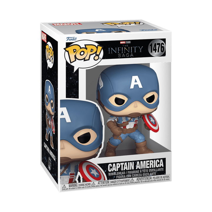 Funko Pop! Captain America figure in packaging on a white background