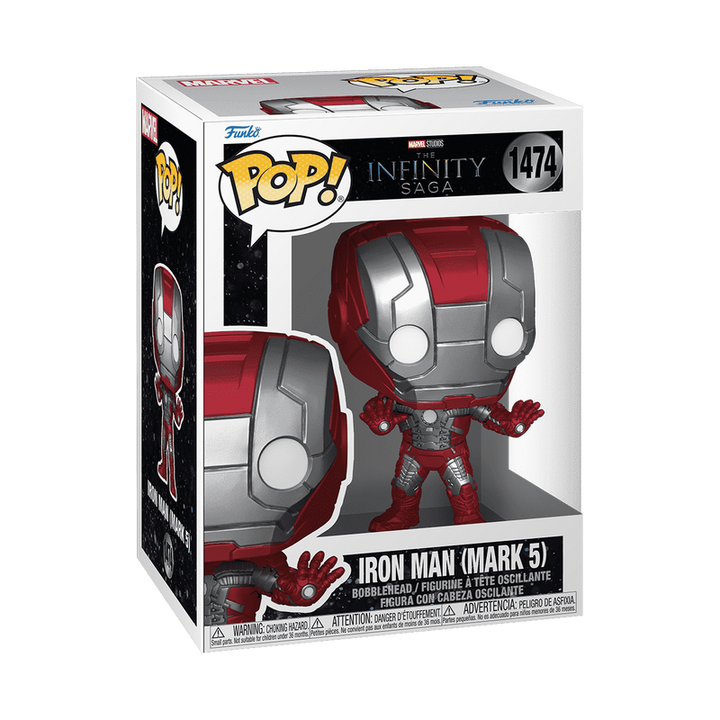 Funko Pop! Iron Man (Mark 5) figure in packaging on a white background