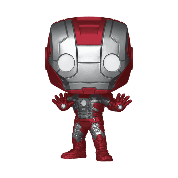 Red and gray superhero figurine on a white background