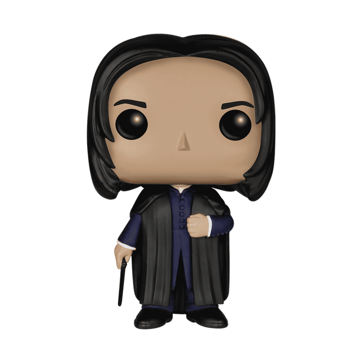 Funko Pop! Severus Snape vinyl figure standing with wand in hand, dressed in black Hogwarts robes.