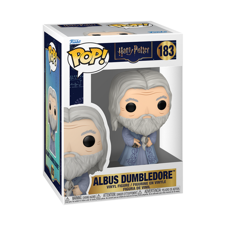 Funko Pop! Harry Potter Dumbledore with Horcrux box showing the figure inside and Harry Potter branding