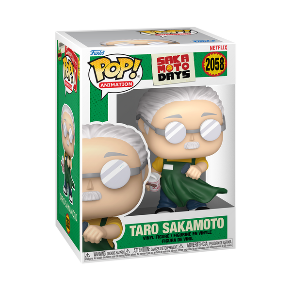 Funko Pop! vinyl figure packaging for Taro Sakamoto from Saka Moto Days with Netflix branding.