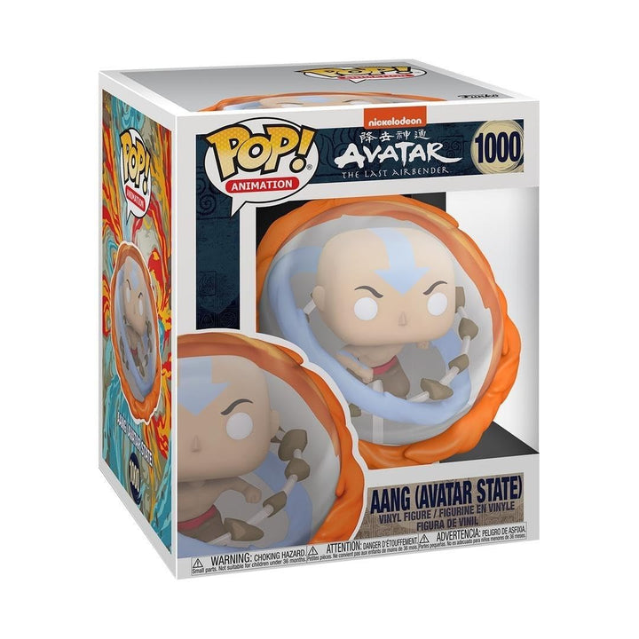 Boxed Funko Pop! Super Animation Avatar Aang All Elements 6-inch collectible showing front and side window packaging.