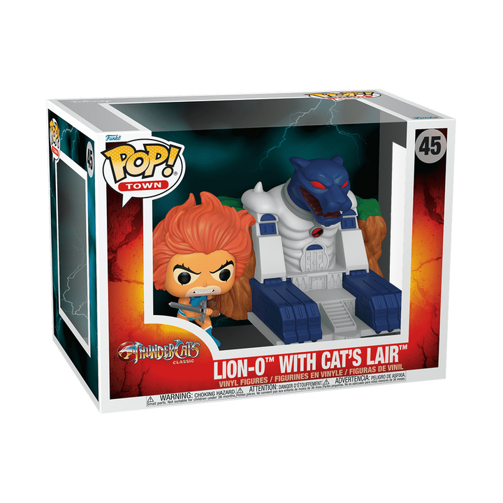 Funko Pop! Town Lion-O with Cat's Lair Thundercats collectible box packaging front view.
