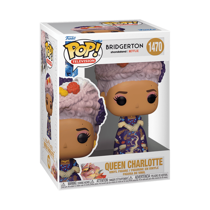 Funko Pop! packaging for Queen Charlotte from Bridgerton on a white background