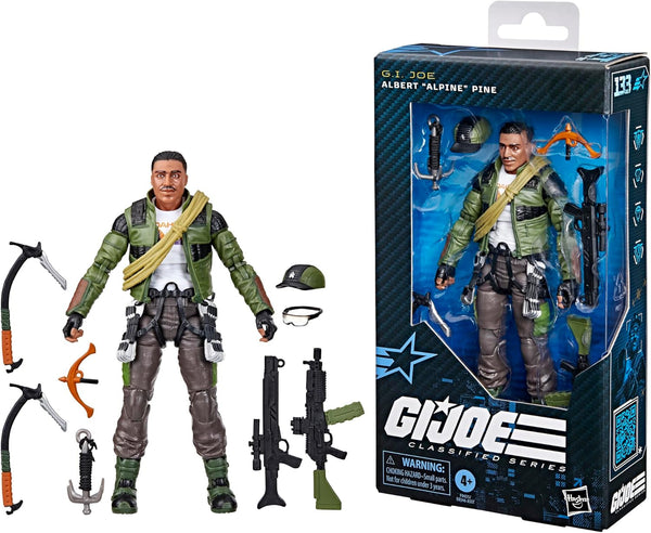 G.I. Joe action figure with accessories and packaging on a white background
