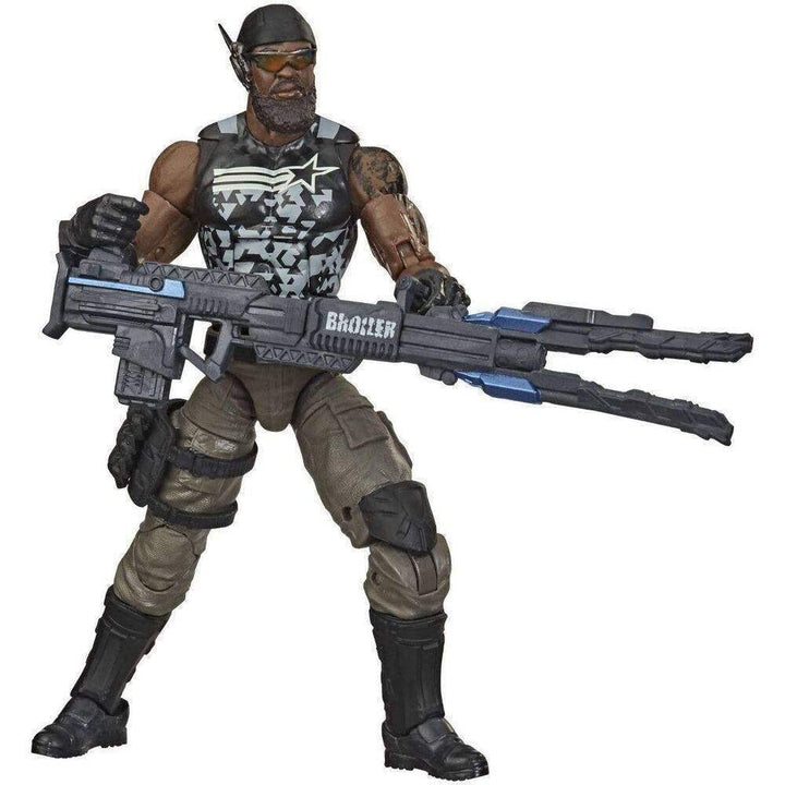 Action figure holding a weapon on a white background