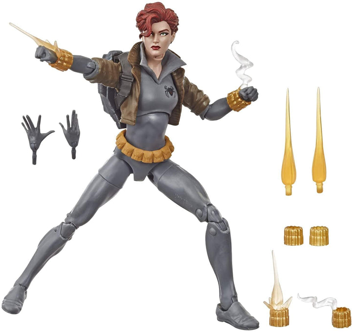 Action figure of Black Widow with accessories on a white background