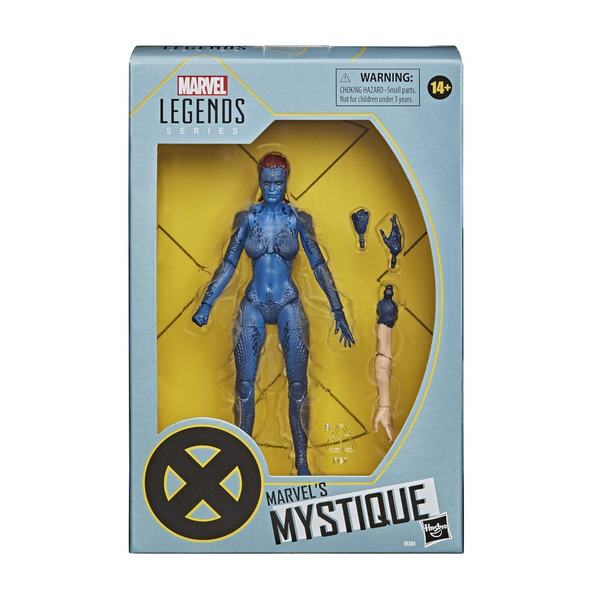 Marvel Legends Mystique action figure packaging with X-Men logo