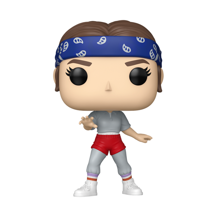 Funko Pop! vinyl figure of Eleven wearing blue bandana and red shorts on a white background.