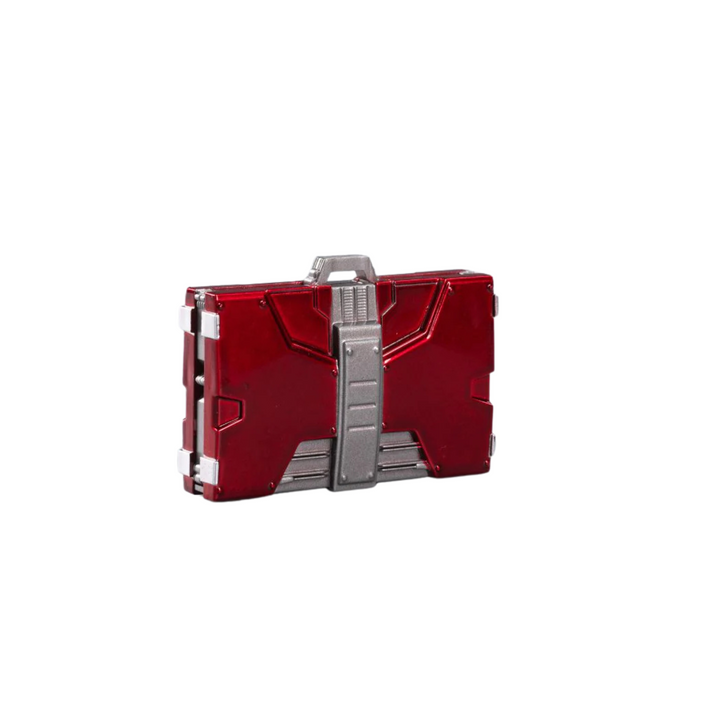Red and silver tool case on a white background