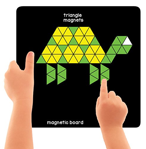 Play Panda New Magnetic Puzzles : Triangles - Includes 250 Colorful Magnets, 100 Puzzles, Magnetic Board, Display Stand