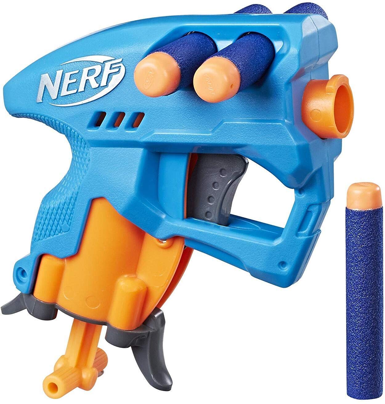 Nerf NanoFire Blaster, Blue Single-Shot Blaster with Dart Storage, Includes 3 Elite Darts, Assorted