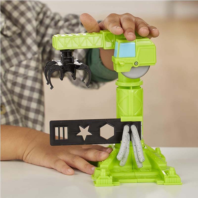 Play-Doh Wheels Crane and Forklift Construction Toys with Non-Toxic Play-Doh Cement Buildin' Compound Plus 2 Additional Colors