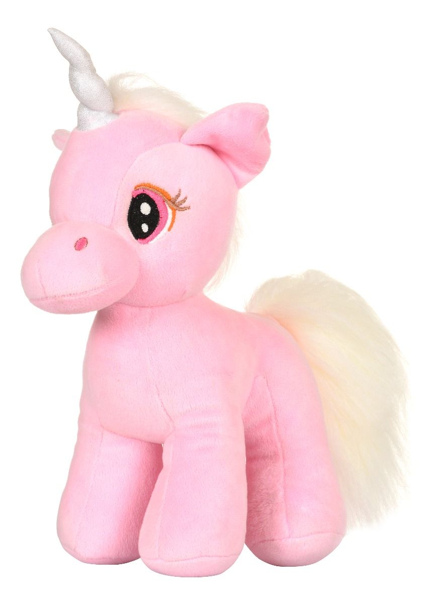 Mirada Cuddly Plush 23cm Standing Unicorn with Glitter Bow- Pink